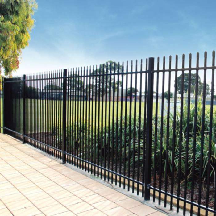 Steel fence is used to create boundaries for botanical gardens.