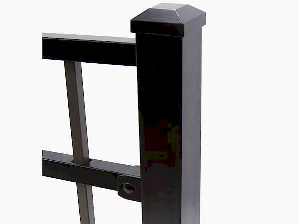 Mounting brackets are firmly fixed to the steel fence post.