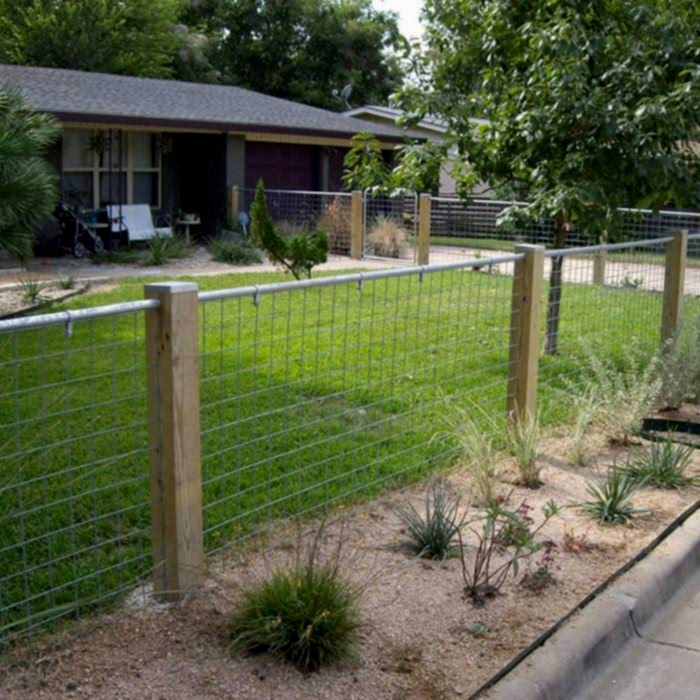 Several pieces of welded mesh panels are surrounding the garden.