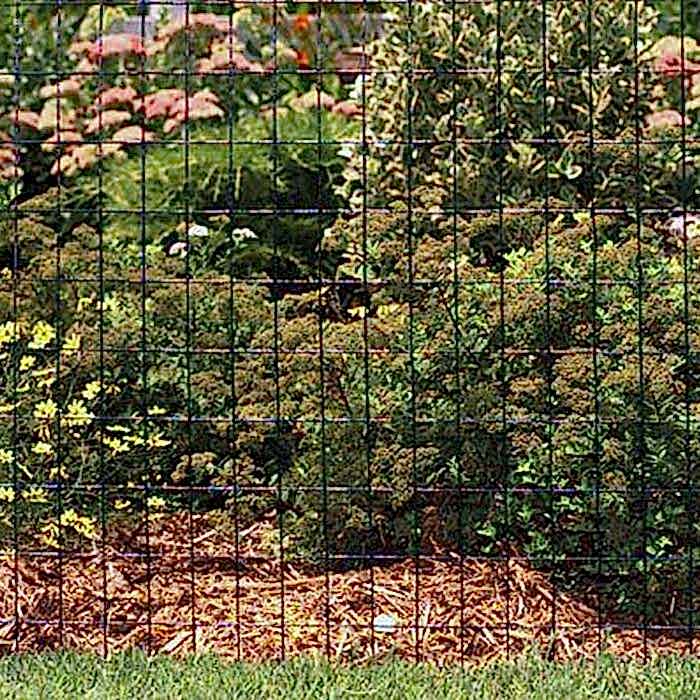 Welded wire mesh rolls are fastened to the post as garden boarder fence.